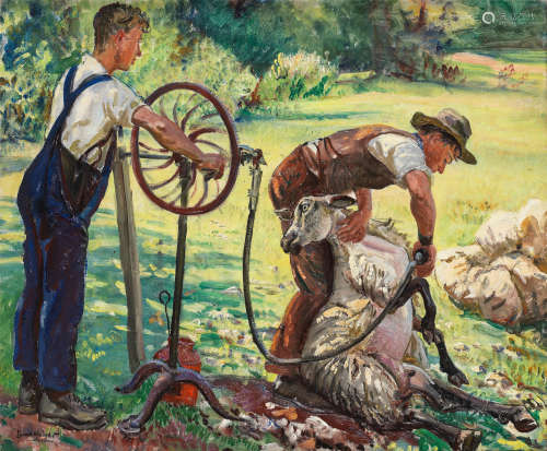 Shearing Sheep Dame Laura Knight, RA, RWS(British, 1877-1970)