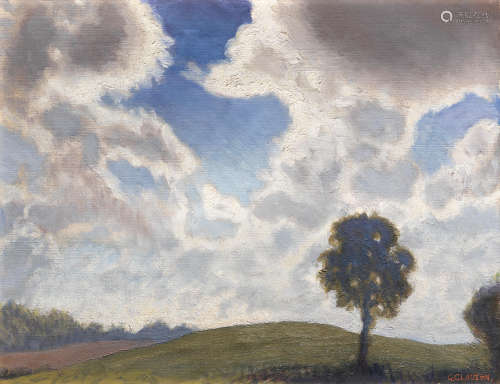 Landscape with silhouetted tree Sir George Clausen, RA, RWS(British, 1852-1944)