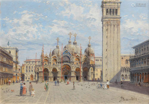 The Ducal Palace, Venice; St Marks, Venice each 16 x 22.5cm (6 5/16 x 8 7/8in) Antonietta Brandeis(Czech, 1849-1926)