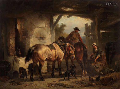 In the stables Wouter Verschuur(Dutch, 1812-1874)