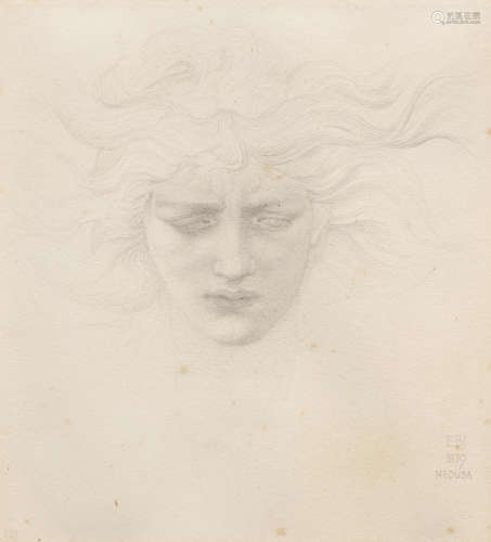 Study of the head of Medusa for The Baleful Head Sir Edward Coley Burne-Jones, Bt., ARA, RWS(British, 1833-1898)