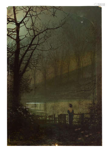 Figure by a moonlit lake John Atkinson Grimshaw(British, 1836-1893)