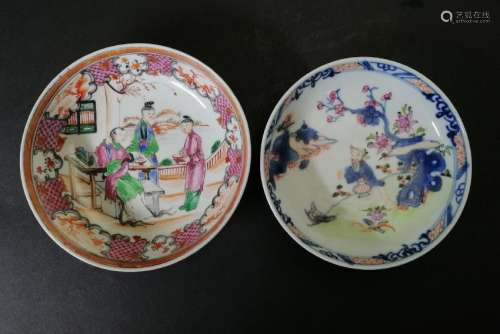TWO CHINESE 18TH C. EXPORT ROSE FAMILLE DISHES