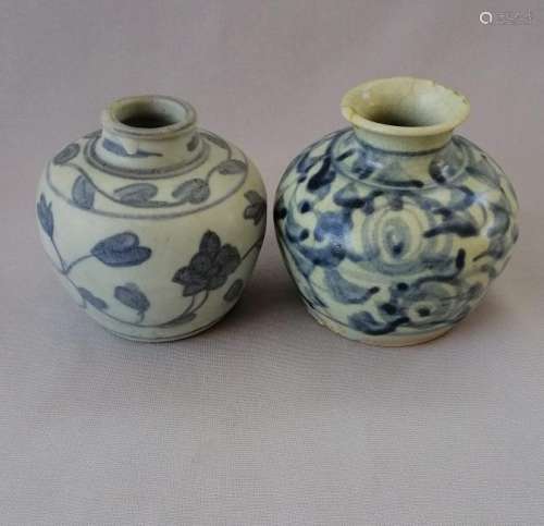 TWO CHINESE MING DYNASTY BLUE AND WHITE JARS