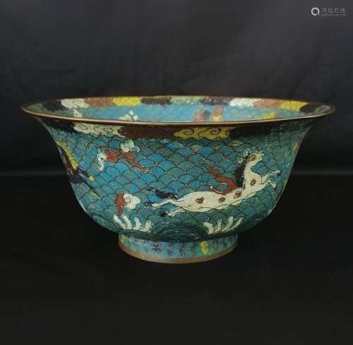 CHINESE QING DYNASTY CLOISONNE BOWL