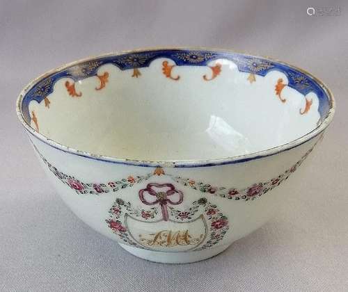 CHINESE 18TH C. ROSE FAMILLE EXPORT PORCELAIN BOWL