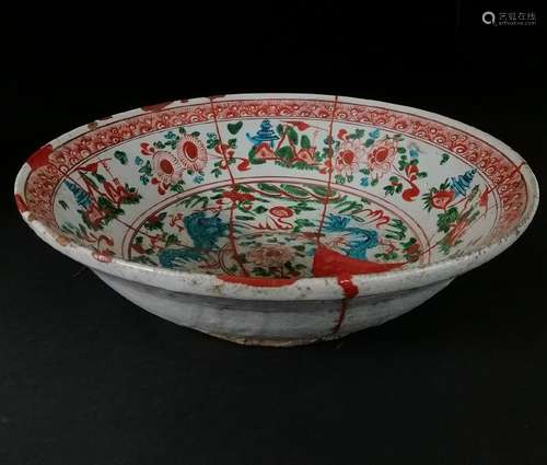 LARGE CHINESE MING DYNASTY WU CAI BOWL