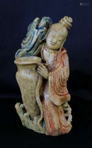 Rare Chinese ShouShan stone carved incense holder