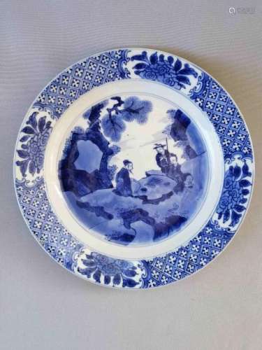 CHINESE MING-QING DYNASTY BLUE AND WHITE PLATE