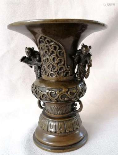 RARE CHINESE QING DYNASTY GU FORM BRONZE VASE