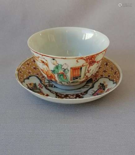 SET OF CHINESE YONG ZHENG ROSE FAMILLE CUP & PLATE