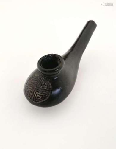 A CHINESE MING DYNASTY BLACK GLAZED OIL LAMP