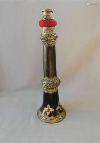 CHINESE 19TH C. TIBET CONTRACTABLE BLOW HORN