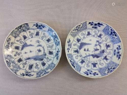 TWO CHINESE 18TH C. BLUE AND WHITE PLATES
