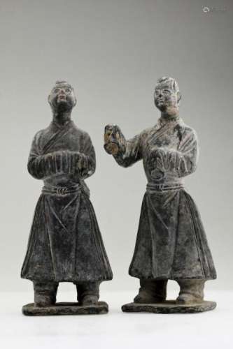 A Pair of Han Dynasty Officer Figures
