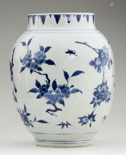 A Rare Chinese Ming Blue and White Lotus Guan