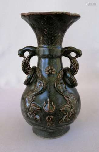 CHINESE SONG BLACK GLAZED FLOWER MOUTH VASE