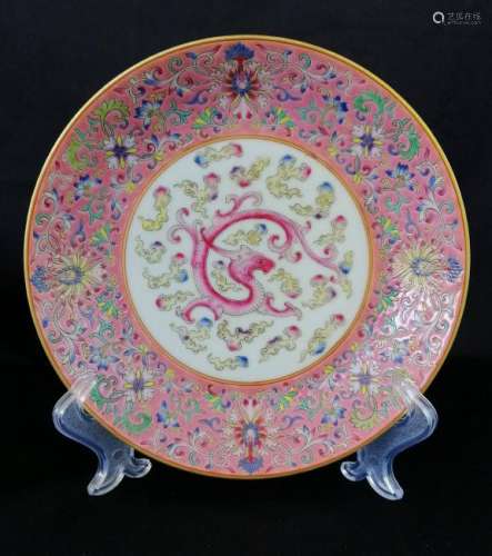 SUPERB CHINESE QING DYNASTY ENAMEL PLATE