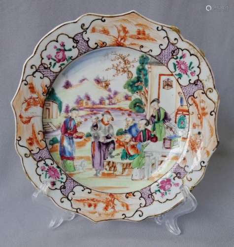 CHINESE 18TH C. QIAN LONG FAMILLE ROSE PLATE