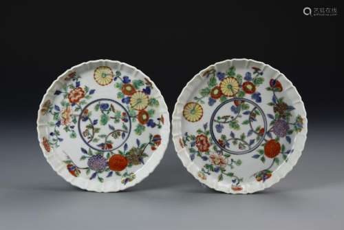 Pair of Japanese Famille Rose Plates