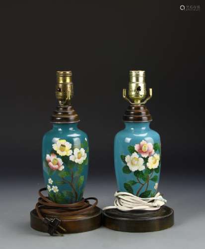 Pair of Japanese Cloisonne Lamps