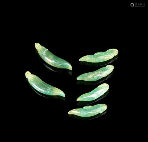 Green Jadeite Chili Pendants (6 pc.)