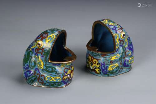 Pair of Chinese Cloisonne Frogs