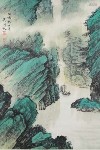 Chinese Scroll Painting of a Landscape