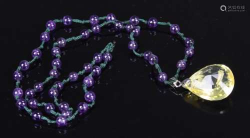 Chinese Crystal Pendant with amethyst Necklace