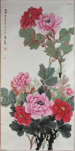 Chinese Scroll Painting of Flowers