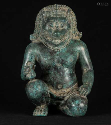 Antique Khmer Style Bronze Narasimha - Vishnu Avatar