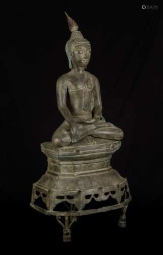 19th Century Enthroned Laos Meditation Buddha