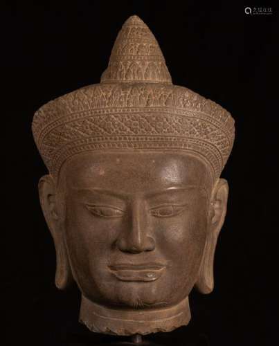 Bayon Style Khmer Stone Vishnu Head