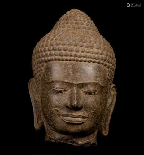 18th Century Antique Khmer Vishnu Head