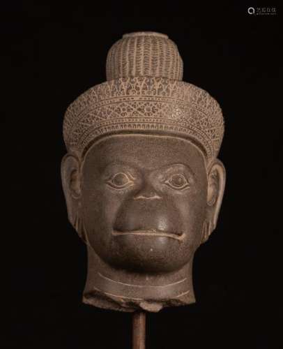 19th Century Stone Hanuman Head
