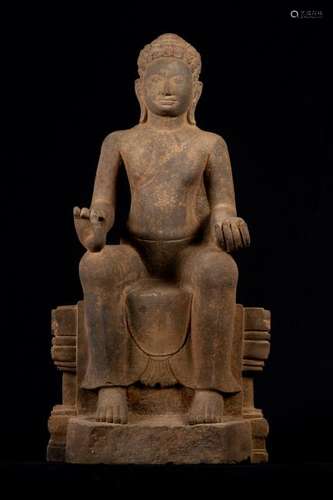 Vietnamese Stone Enthroned Buddha