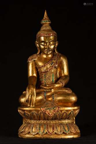 Early 20th Century Seated Ava Style Buddha
