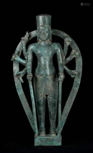 Antique Khmer Style Bronze Vishnu Statue