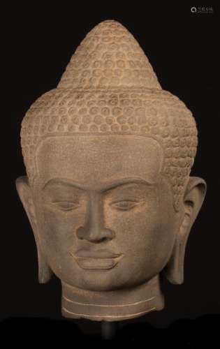 18th Century Thai Dvaravati style sandstone Buddha Head