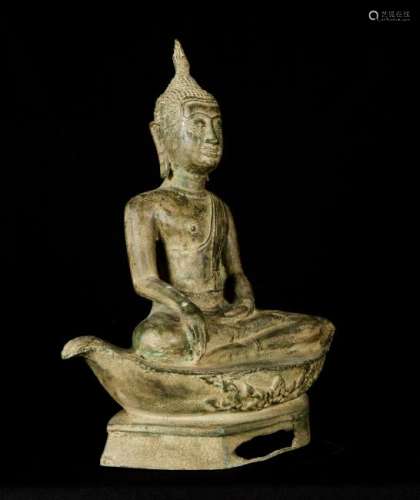 19th Century U Thong Enlightenment Boat Buddha