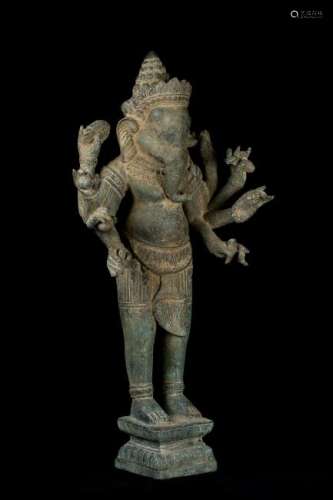 18th Century Antique Standing Bronze Ganesha Statue