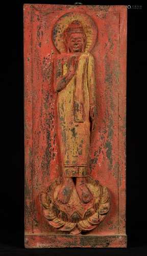 Antique Khmer Style Wood Standing Protection Monday