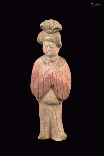 [Chinese] A Tang Dynasty Style Pottery Lady Figurine