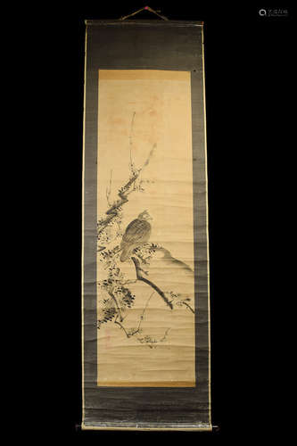 An Old Reproduction of a Song Dynasty Plum and Bird Painting, sealed and signed as 