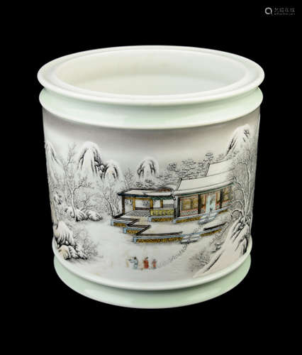 [Chinese] Jing De Zhen Famille Rose Porcelain Paint Brush Pot