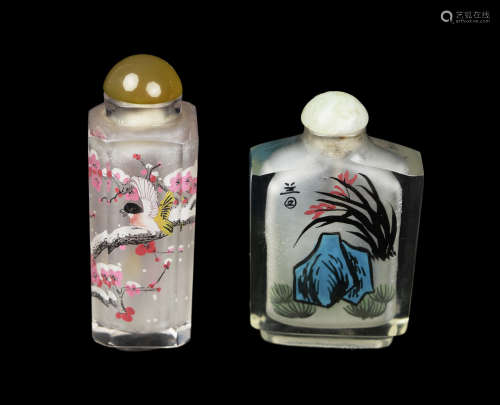 A Pair of Old Chinese Glass Snuff Bottles