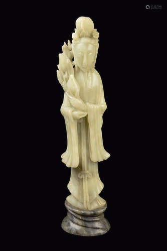 [Chinese] A White Jade Carved Magu, the Goddess of Longevity