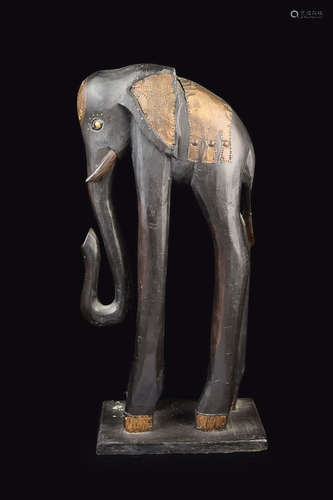 An African Hardwood Sculpture of Long Leg Elephant