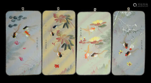 [Chinese] A Set of Painted Fabric Screens (4 pcs)