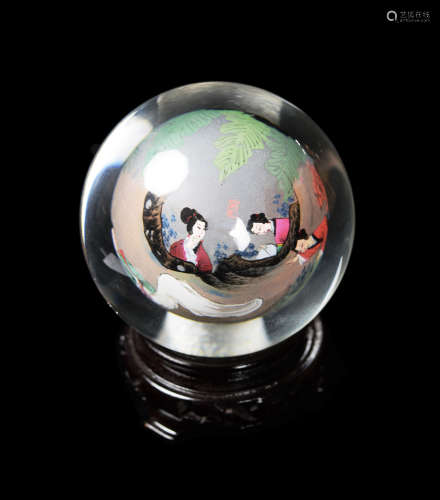 A Chinese Dual Layer Glass Ball with Painting